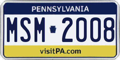 PA license plate MSM2008
