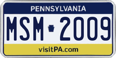 PA license plate MSM2009