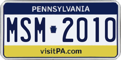 PA license plate MSM2010