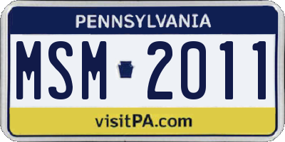 PA license plate MSM2011