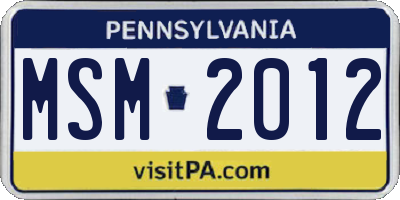 PA license plate MSM2012