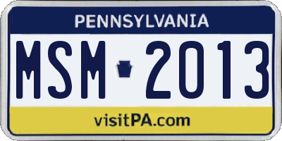 PA license plate MSM2013