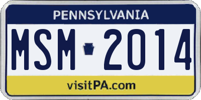 PA license plate MSM2014