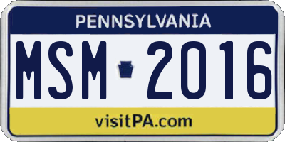 PA license plate MSM2016