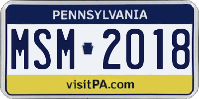 PA license plate MSM2018