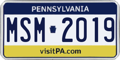 PA license plate MSM2019