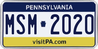 PA license plate MSM2020