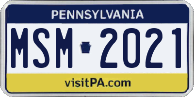 PA license plate MSM2021