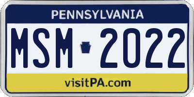 PA license plate MSM2022