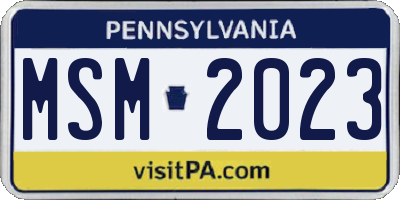 PA license plate MSM2023
