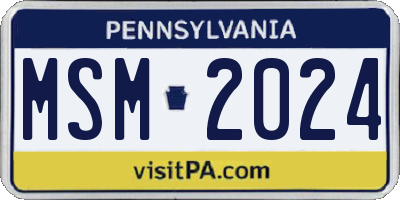 PA license plate MSM2024