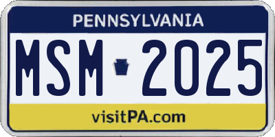 PA license plate MSM2025
