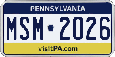 PA license plate MSM2026