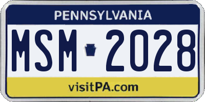 PA license plate MSM2028