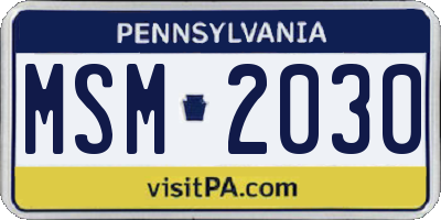 PA license plate MSM2030