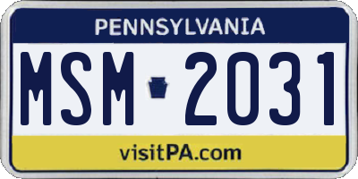 PA license plate MSM2031