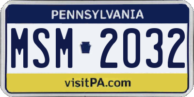 PA license plate MSM2032