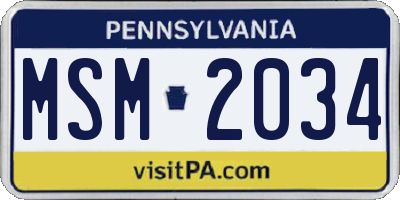 PA license plate MSM2034
