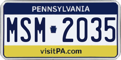 PA license plate MSM2035