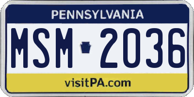 PA license plate MSM2036