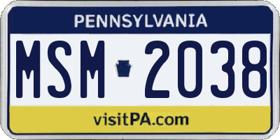 PA license plate MSM2038