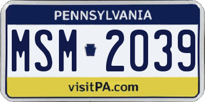 PA license plate MSM2039