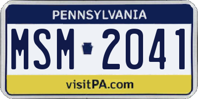 PA license plate MSM2041