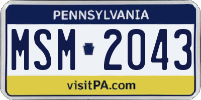 PA license plate MSM2043