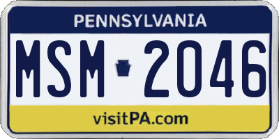 PA license plate MSM2046