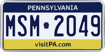 PA license plate MSM2049