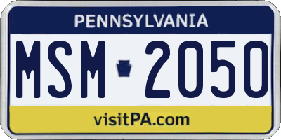 PA license plate MSM2050