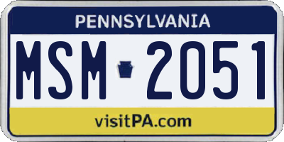 PA license plate MSM2051