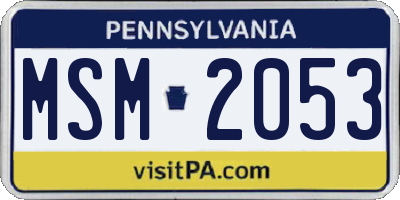 PA license plate MSM2053