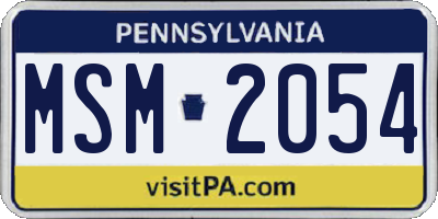 PA license plate MSM2054