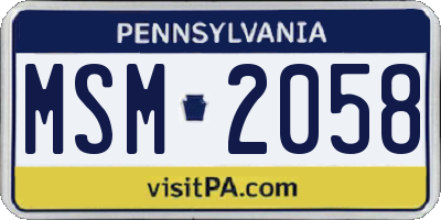 PA license plate MSM2058