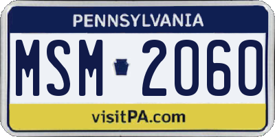 PA license plate MSM2060