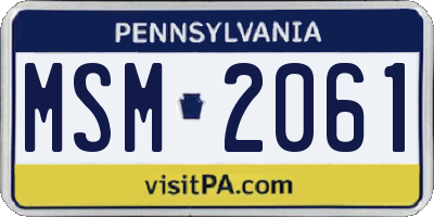 PA license plate MSM2061
