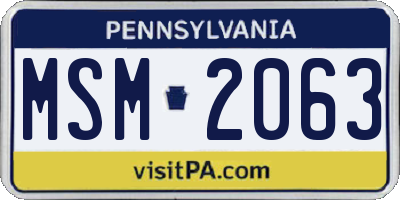 PA license plate MSM2063