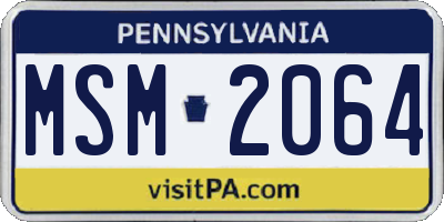 PA license plate MSM2064