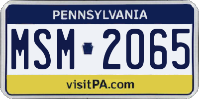 PA license plate MSM2065