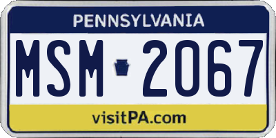 PA license plate MSM2067