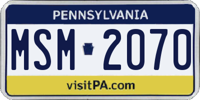 PA license plate MSM2070