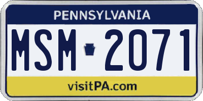PA license plate MSM2071
