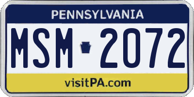 PA license plate MSM2072
