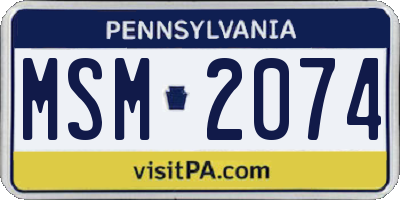 PA license plate MSM2074