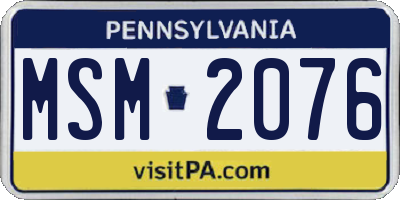 PA license plate MSM2076