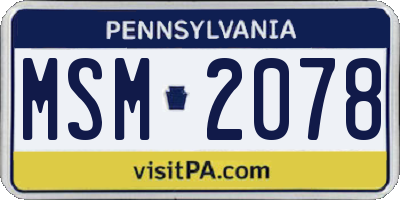 PA license plate MSM2078