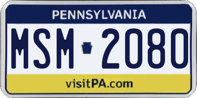 PA license plate MSM2080