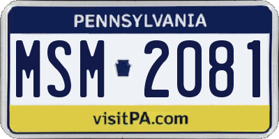 PA license plate MSM2081