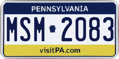 PA license plate MSM2083